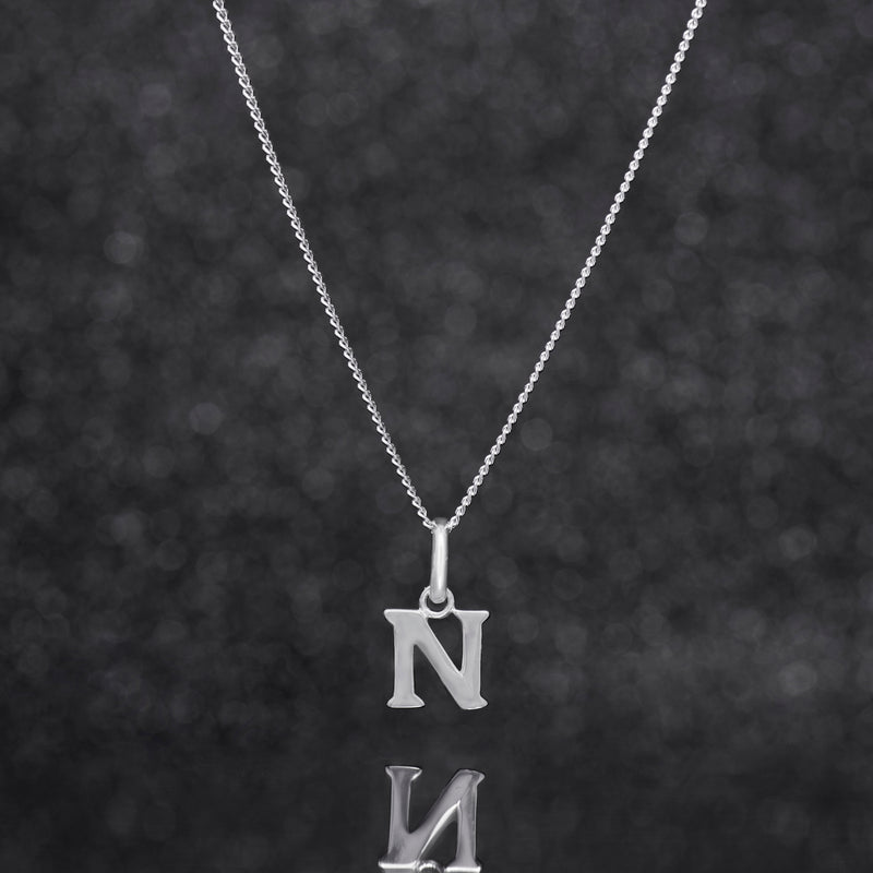 Silver N Letter Necklace