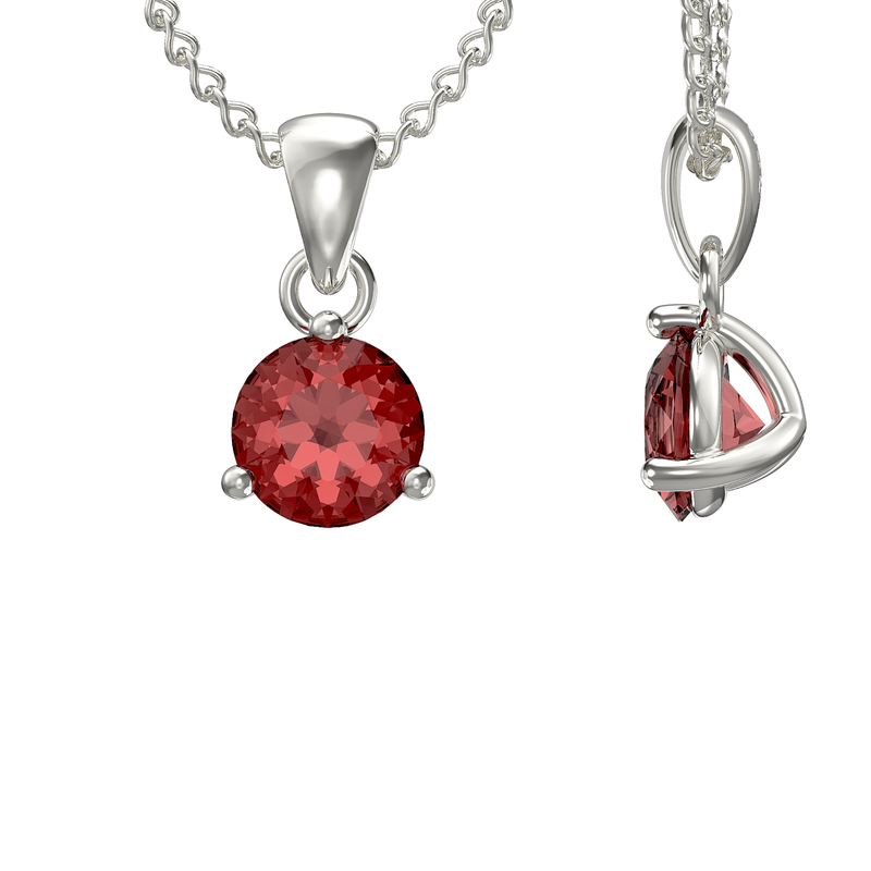 925 Sterling Silver January Birthstone Necklace for Women Girls. Garnet.  Gift Boxed Present
