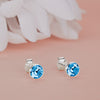 Sterling Silver March Swarovski Birthstone Earrings