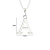 Silver necklace with an 'A' pendant on a white background