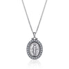 Sterling Silver CZ Miraculous Medal Necklace