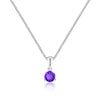 Purple gemstone necklace on a white background