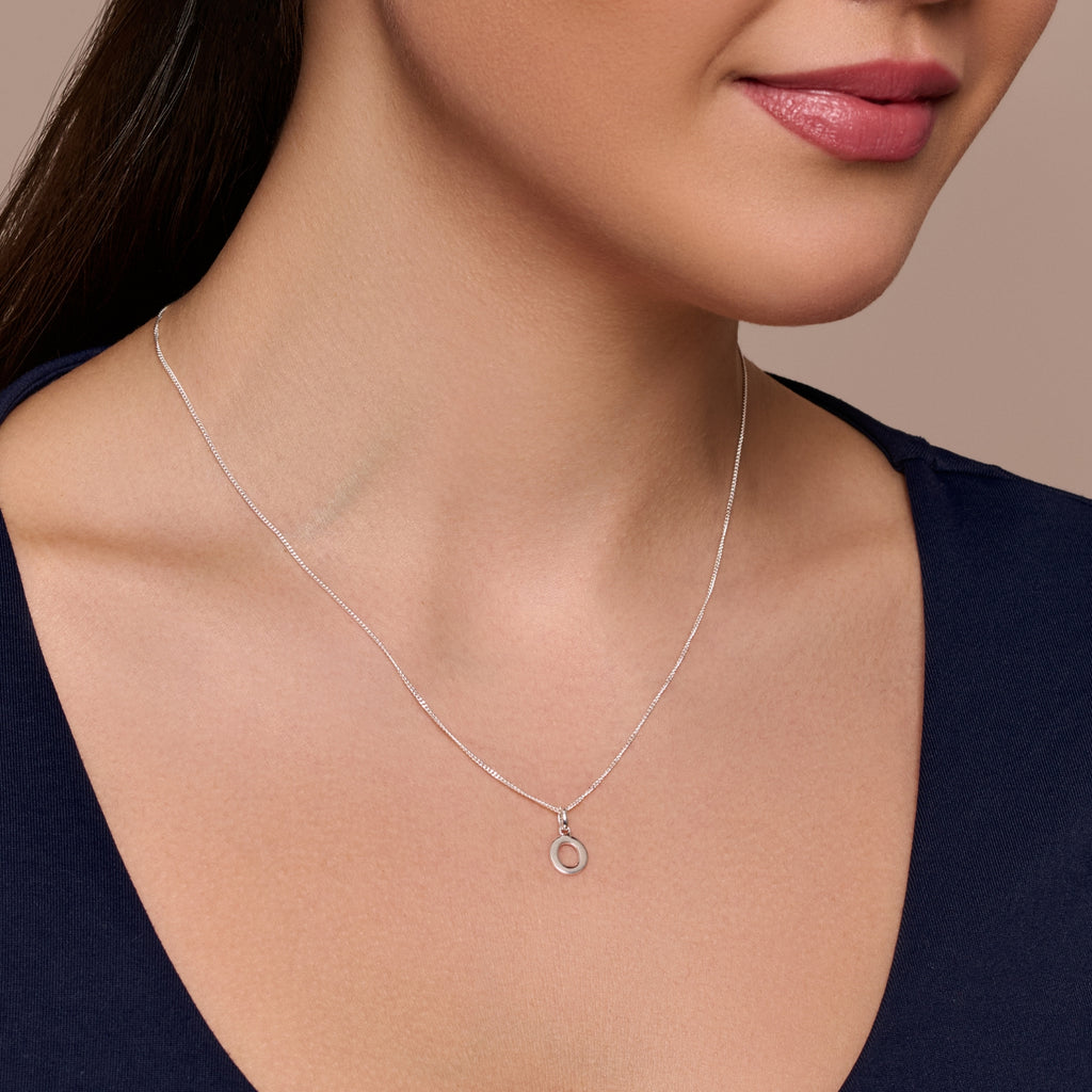 Sterling Silver O Initial Necklace