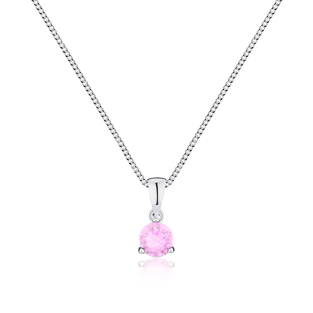 Necklace with a pink pendant on a white background
