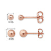 Sterling Silver Rose Gold Plated Ball Stud Set
