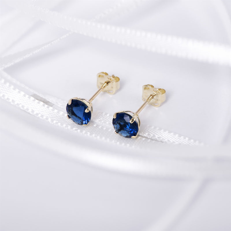 9ct Gold September Birthstone Stud Earrings for Women Girls. Sapphire. Hypoallergenic Jewellery For Women