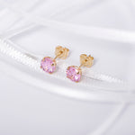 9ct Gold October Birthstone Stud Earrings for Women Girls.  Pink. Hypoallergenic Jewellery For Women