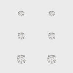 Set of Sterling Silver Cubic Zirconia Stud Earrings - 3mm 5mm 6mm