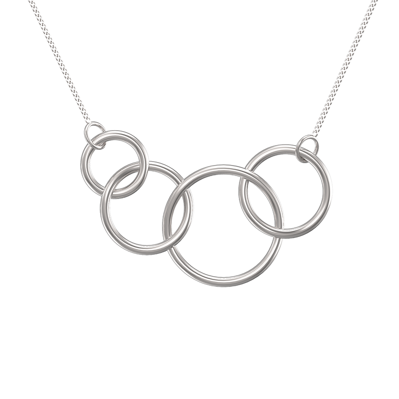 40th Birthday Gifts For Women.  4 Circle Sterling Silver Necklace for Women.  4 Decade Necklace.