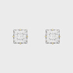 9ct Gold Square Cubic Zirconia Stud Earrings - Hypoallergenic 9ct Gold for Ladies 8mm * 7mm