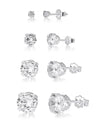 Set of Sterling Silver Cubic Zirconia Stud Earrings - 3mm 5mm 6mm 7mm