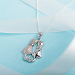 Sterling Silver Double Cat Necklace with Adjustable Chain