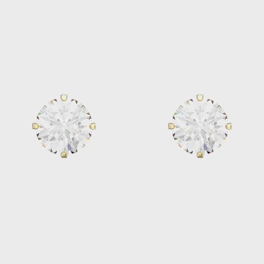 9ct Gold Round Cubic Zirconia Stud Earrings - Hypoallergenic 9ct Gold for Ladies 10mm * 10mm