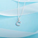 925 Sterling Silver C Initial Letter Necklace Pendant Gift Boxed Present