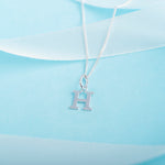 925 Sterling Silver H Initial Letter Necklace Pendant Gift Boxed Present