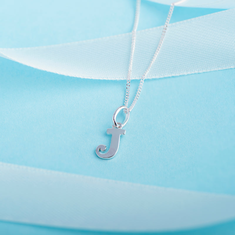 925 Sterling Silver J Initial Letter Necklace Pendant Gift Boxed Present