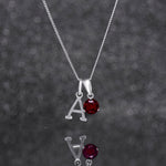 925 Sterling Silver January Birthstone Necklace for Women Girls.  Garnet. Gift Boxed Present