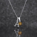 925 Sterling Silver November Birthstone Necklace for Women & Girls. Yellow Topaz. Gift Boxed Present