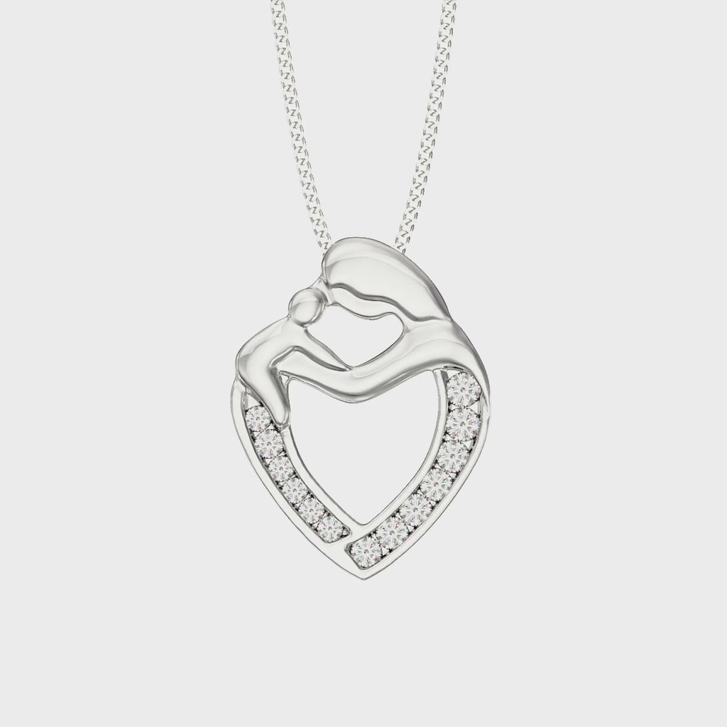 Sterling Silver Mother & Child Heart Necklace - Hypoallergenic Sterling Silver Jewellery - 20mm * 15mm
