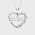 Sterling Silver Mum Heart Necklace - Hypoallergenic Sterling Silver Pendant  - 24mm * 21mm