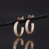 Sterling Silver Rose Gold Plated Cubic Zirconia Half Hoop Earrings.  Hypoallergenic Ladies Jewellery by Aeon