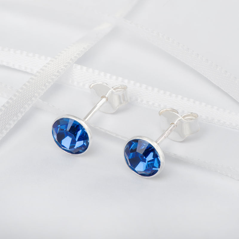 Sterling Silver Birthstone Earrings September Swarovski Crystal Stud Earrings for Women & Girls. Gift Boxed Present