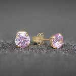 9ct Gold October Birthstone Stud Earrings for Women Girls.  Pink. Hypoallergenic Jewellery For Women