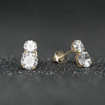 9ct Gold Drop Stud Earring with Cubic Zirconia - Hypoallergenic 9ct Gold Jewellery for Ladies by Aeon - 9mm * 5mm