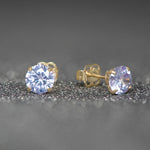 9ct Gold June Birthstone Stud Earrings for Women Girls. Light Purple. Hypoallergenic Jewellery For Women