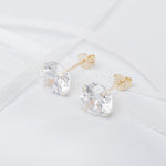 9ct Gold Round Cubic Zirconia Stud Earrings - Hypoallergenic 9ct Gold for Ladies 10mm * 10mm