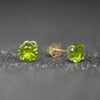 9ct Gold August Birthstone Stud Earrings for Women Girls. Olive Green. Hypoallergenic Jewellery For Women