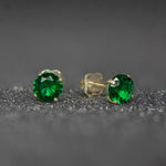 9ct Gold May Birthstone Stud Earrings for Women Girls.  Emerald. Hypoallergenic Jewellery For Women