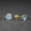 9ct Gold March Birthstone Stud Earrings for Women Girls. Aquamarine. Hypoallergenic Jewellery For Women 5mm *5mm