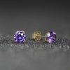 9ct Gold February Birthstone Stud Earrings for Women Girls. Amethyst. Hypoallergenic Jewellery For Women. 5mm *5mm