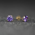 9ct Gold February Birthstone Stud Earrings for Women Girls. Amethyst. Hypoallergenic Jewellery For Women. 5mm *5mm