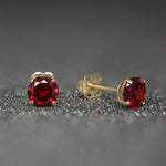 9ct Gold January Birthstone Stud Earrings for Women Girls.  Garnet. Hypoallergenic Jewellery For Women 5mm *5mm