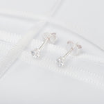 Set of Sterling Silver Cubic Zirconia Stud Earrings - 3mm 5mm 6mm