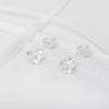 Set of Sterling Silver Cubic Zirconia Stud Earrings - 3mm 5mm 6mm