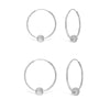 Sterling Silver Frosted Ball Hoop Earrings. Set of Two 20mm and 26mm.  Hypoallergenic Ladies Jewellery by Aeon