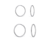 Sterling Silver Set of Hoops - 10mm and 12mm. Hypoallergenic Ladies Jewellery by Aeon