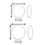 Sterling Silver Set of Hoops  20mm and 25mm.  Hypoallergenic Ladies Jewellery by Aeon