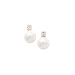 9ct Gold Stud Earrings Set with Synthetic Pearl - Hypoallergenic 9ct Gold Earrings for Women - 11mm * 8mm