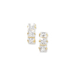 9ct Gold Drop Stud Earrings with White Cubic Zirconia - Hypoallergenic 9ct Gold Jewellery for Ladies  - 9mm * 4mm