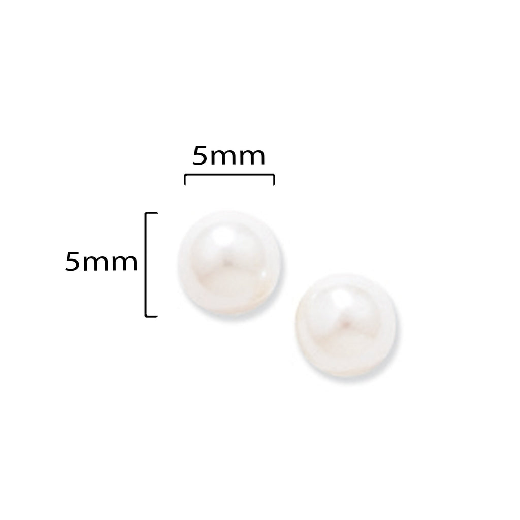 9ct Gold Fresh Water Pearl Stud Earrings - Hypoallergenic 9ct Gold Jewellery for Ladies - 5mm * 5mm