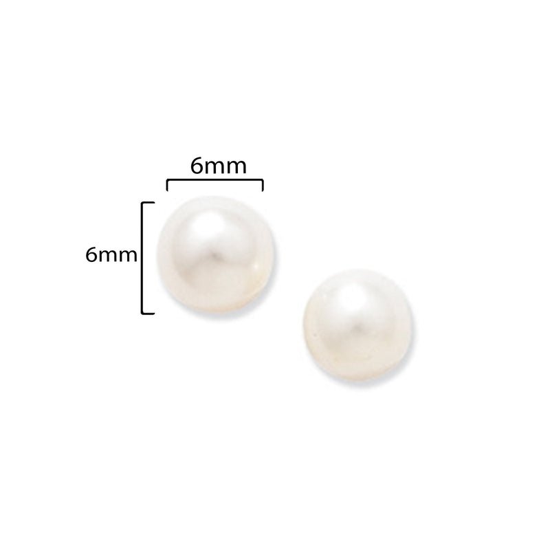 9ct Gold Freshwater Pearl Stud Earrings - Hypoallergenic 9ct Gold Jewellery for Ladies - 6mm * 6mm