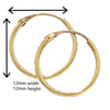 9ct Gold hoop Earrings.  12mm*12mm.  Hypoallergenic 9ct Gold Jewellery for women.