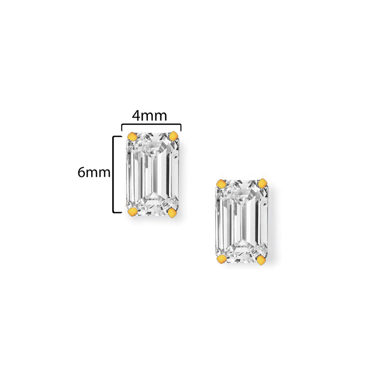 9ct Gold Rectangular Stud Earrings - Hypoallergenic 9ct Gold for Ladies  6mm * 4mm