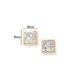 9ct Gold Square Stud Earrings  - Hypoallergenic 9ct Gold Jewellery for Ladies - 6mm * 6mm