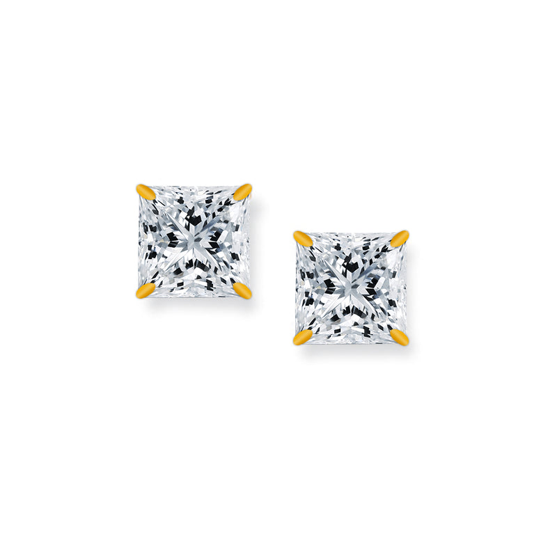 9ct Gold Square Stud Earrings - Hypoallergenic 9ct Gold Earrings for Women 6mm * 6mm