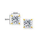 9ct Gold Square Stud Earrings - Hypoallergenic 9ct Gold Earrings for Women 6mm * 6mm